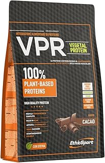 EthicSport - Proteine VPR - Busta da 500 g - Gusto: Cacao - Proteina vegetale completa da pisello, riso e zucca. Senza soia, con vitamina B12, ad alta digeribilità.