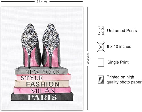 Miniatura 10 de Glam Fashion Design Wall Art 11x14 - Luxury Gift for Women - Pink Black Poster - Girls Bedroom, Living Room Decor - Fashion Wall Art for Women -