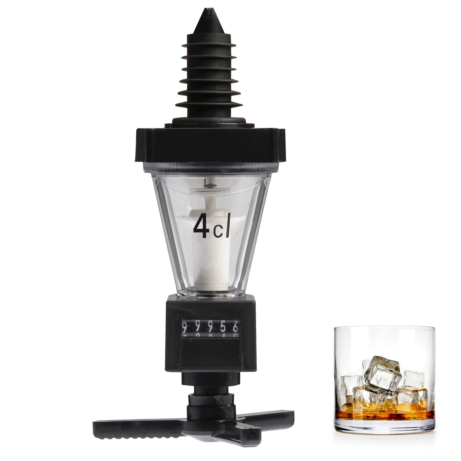 Westmark Dosiergerät mit Zählwerk, Dosierung pro Ausguss: 4 cl, Kunststoff, Standard, Schwarz/Transparent, 94402260