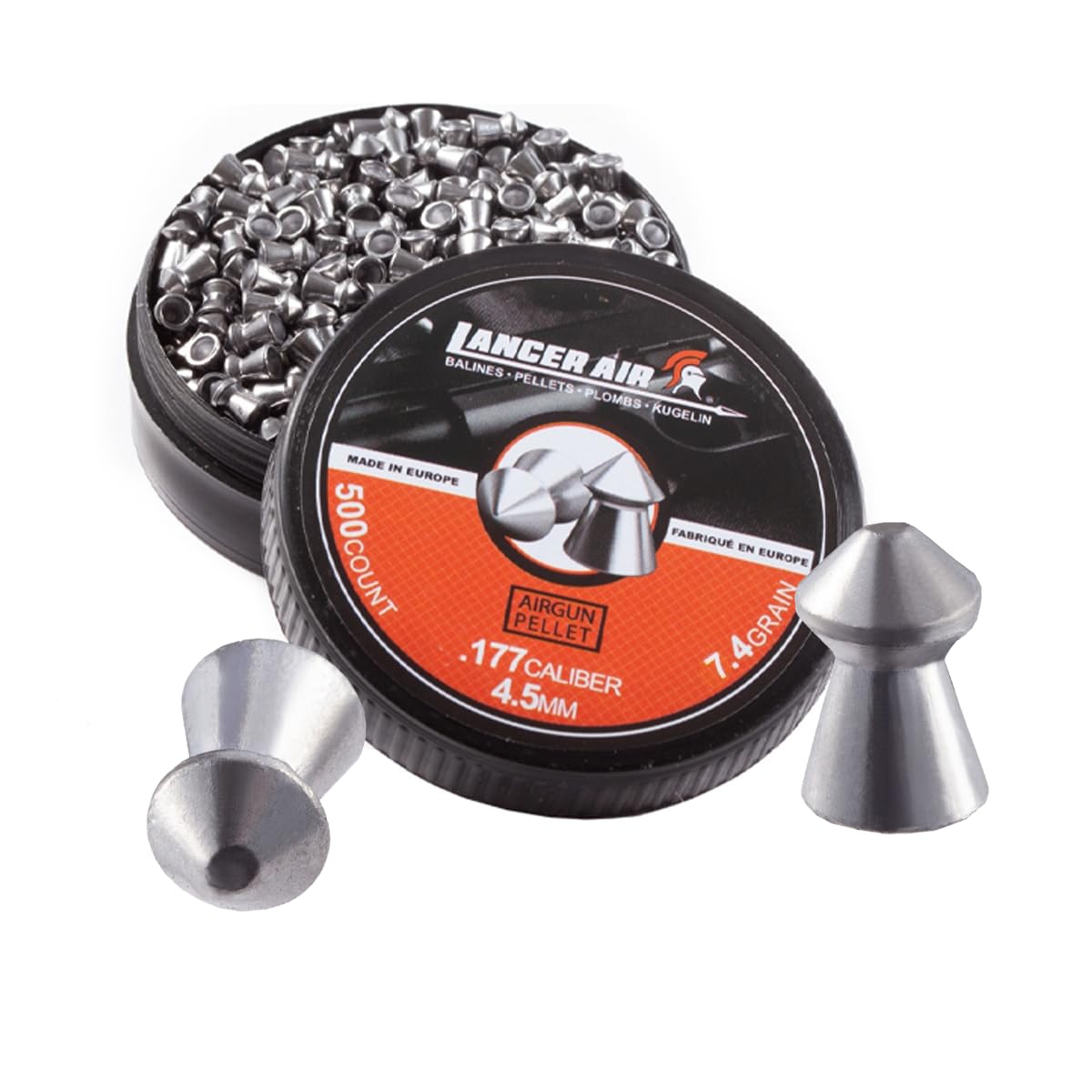 Lancer Tactical Airgun Metal Pellets 4.5mm 0.177 Caliber Hunting Pellets-500 Count