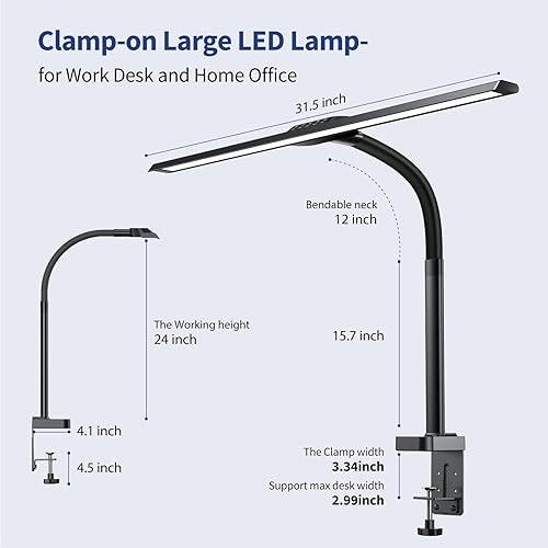 Miniatura 8 de Kary Lámpara de escritorio LED con base y luz de escritorio de arquitecto con abrazadera