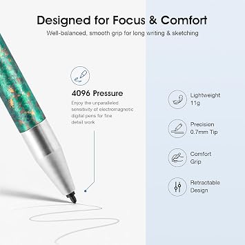 チタン磁気EMRスタイラス、E-Inkデバイス用、格納式磁気デジタルペン、精密な細字チップ、軽量ライティングペン。Remarkable 2、Kindle Scribe、BOOX、Supernote、Greenに対応。