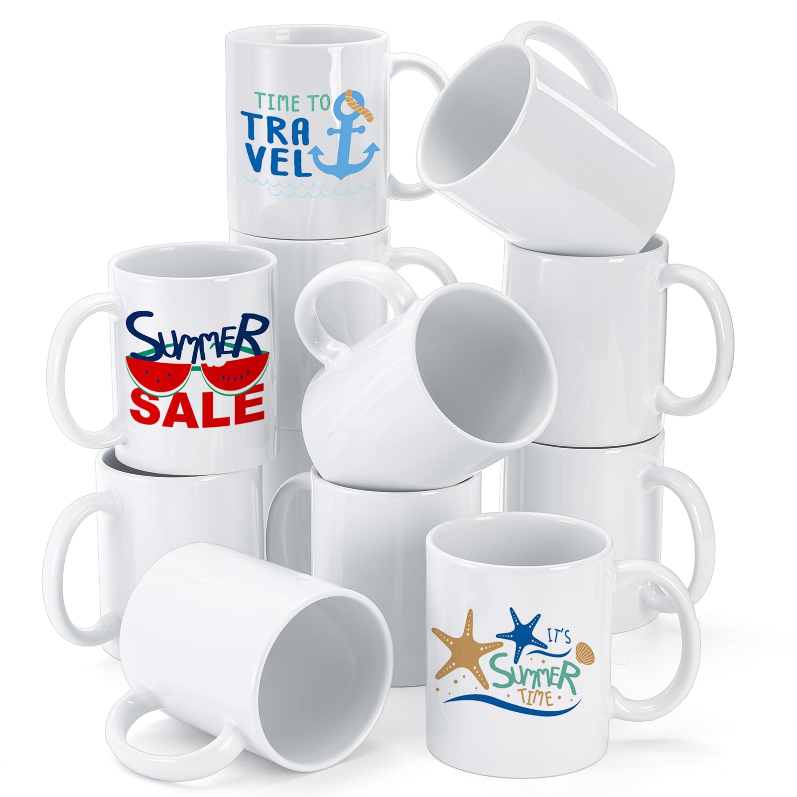 Amazon.com: Eorbow 12 Pack Sublimation Mugs Blank, 11oz White Ceramic  Coffee Cups with Handles, Mugs Bulk Set with Box, DIY Coated Drinking Cups  for Coffee, Tea, Milk, Latte, Cappuccino : Home &