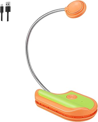 LUXSWAY Reading Book Light for Kids,3 Colors Reading Lights for Books in Bed,Clip-On Book Nightlight for Bed with Flexible Gooseneck,Cute Bookmark with Dimmable for Bookworms-Orange