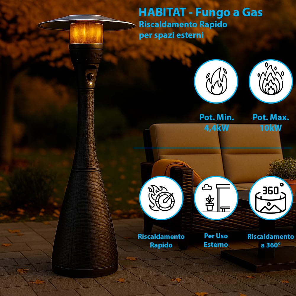 Grzejnik gazowy HABITAT czarny, 10 kw do ogrzewania gazu LPG, butan lub propan do 84 m²