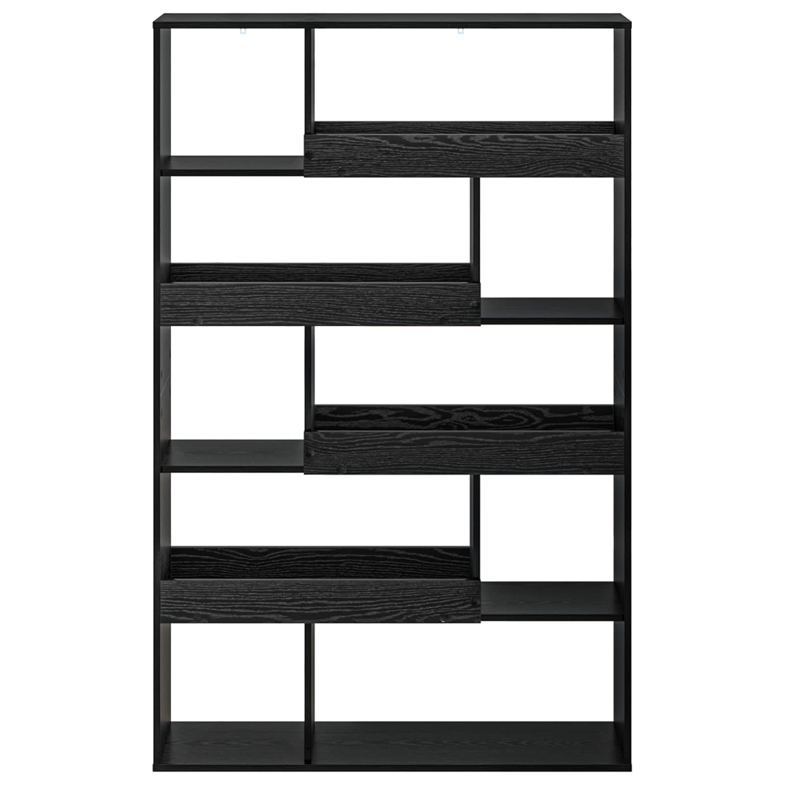 Regał na książki, ścianka działowa, materiał drewnopochodny, 100 x 33 x 156,5 cm, czarny, imitacja dębu, regał stojący do salonu, biura, korytarza, z miejscem do przechowywania książek
