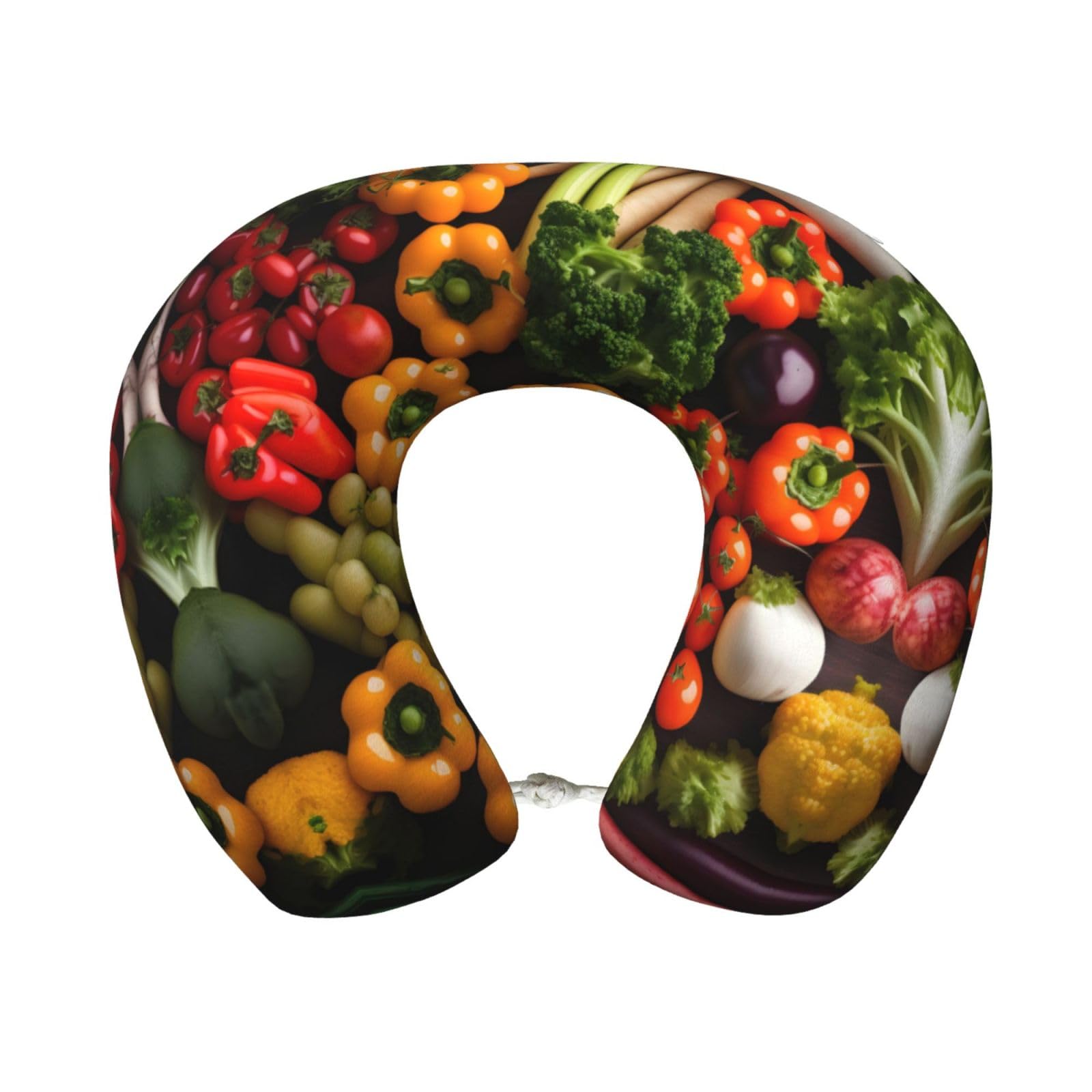 SABFWFVariety Fresh Vegetables Fruits Print Portable Pillow,Custom U-Shaped Pillow,For Office,Home,Car,Camping,Travelling,Sleeping