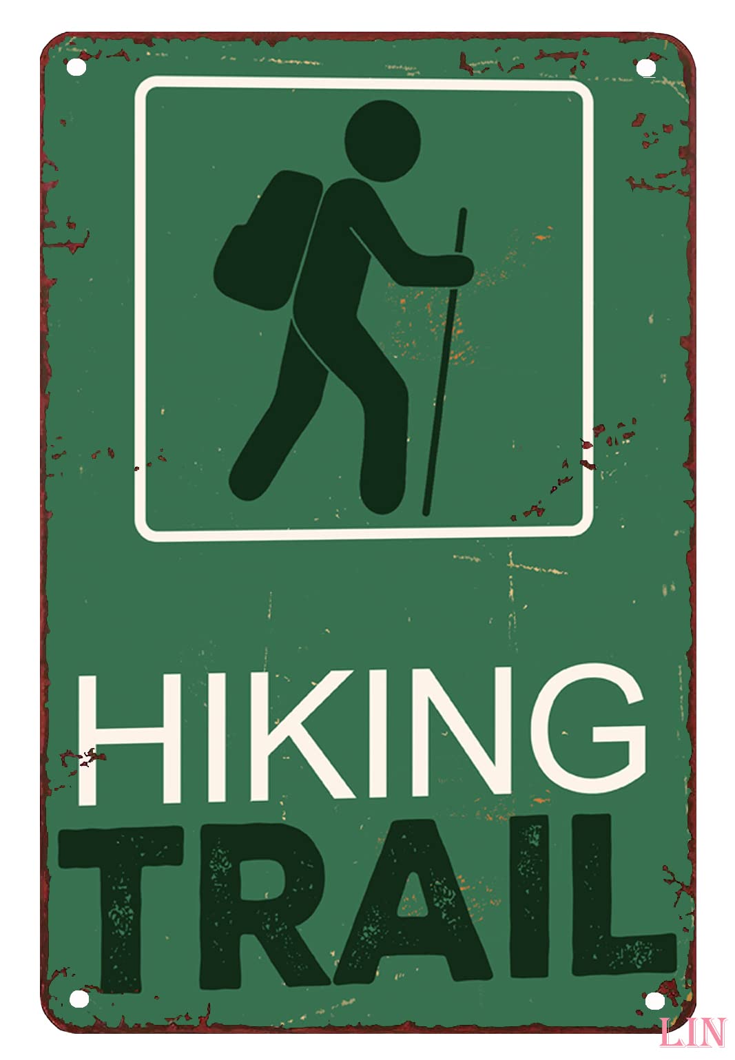 Ascigo Vintage Hiking Trail Signs Hiking Trail Signs Hiking Trail Metal Sign Vintage Home Decor Rustic Aluminum Tin Signs Wall Art Metal Poster for Garage Man Cave 8x12 inch