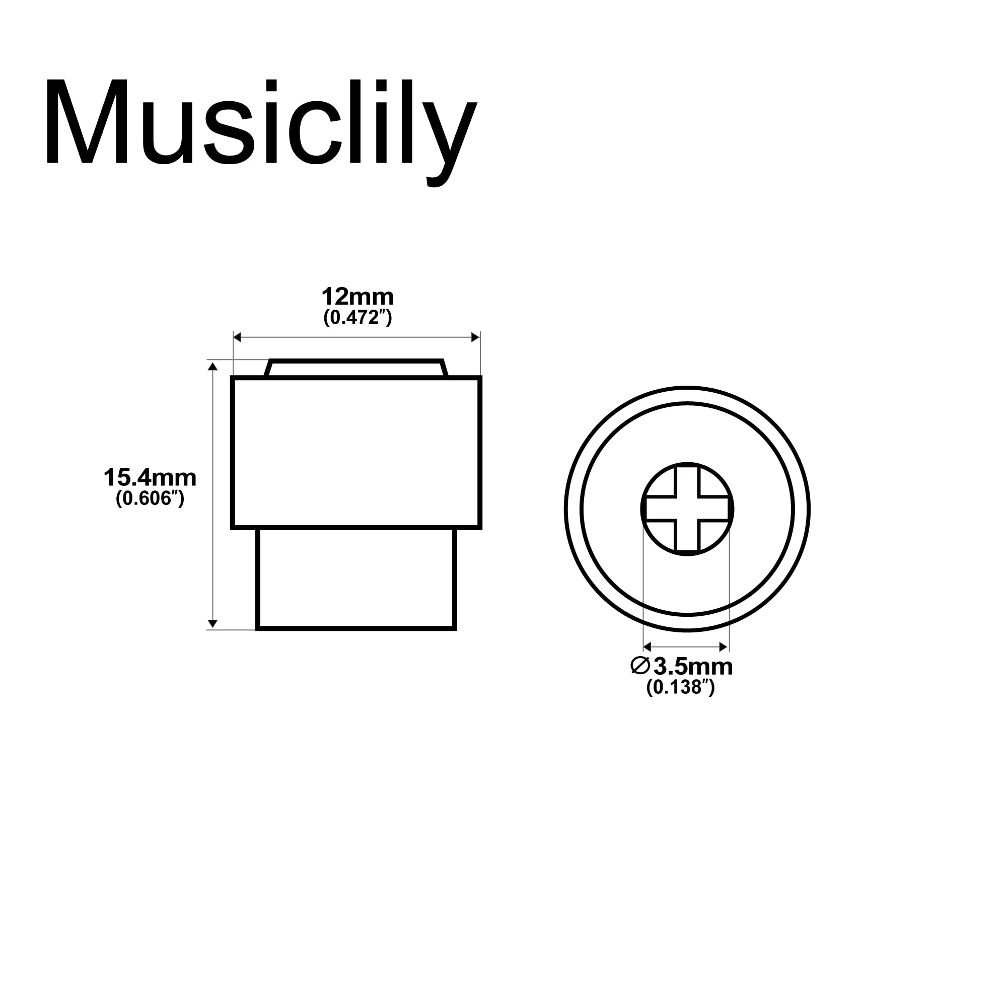 Musiclily Pro Metryczna Plastikowa Nakładka Główka Przełącznika Telecaster Barrel do Gitary Elektrycznych Importowanej typ Squier Tele, Biały (2 szt.)