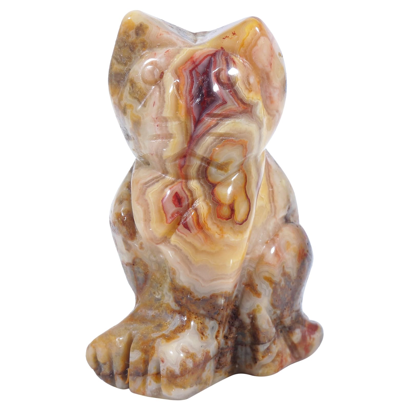 Lovionus89 Statuette de Poche sculptée de Chats, Pierres et Cristaux, 5 cm, Objets de Collection pour la décoration de la Chambre, Labradoritis