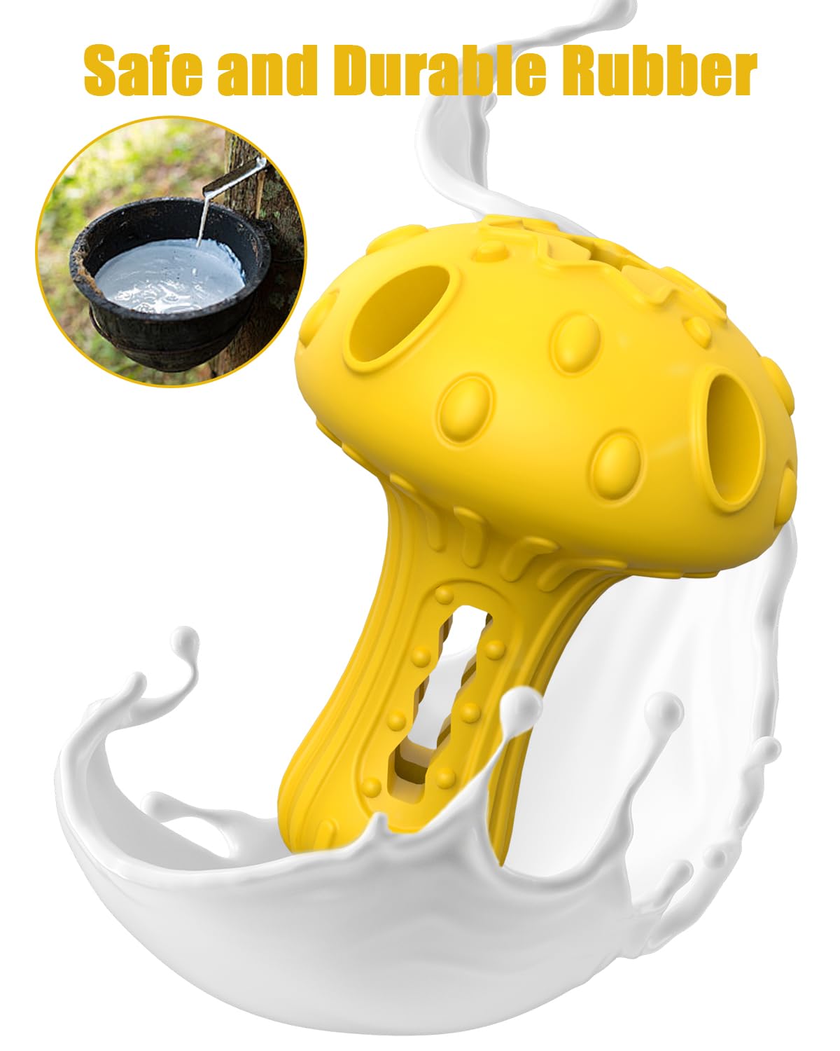 Juguete masticable para perros, juguete de rompecabezas dispensador de golosinas para estimular mentalmente, juguete de goma natural duradero para perros grandes y medianos (amarillo, 1
