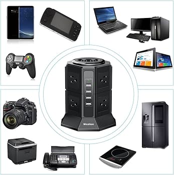 Amazon.co.jp: 電源タップ タワー式 縦型コンセント 2つのバイポーラ