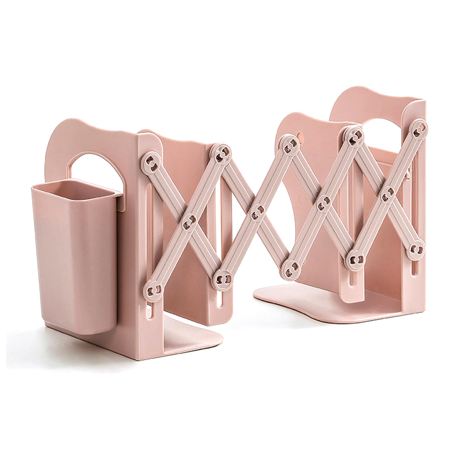 CooTolyBook Ends,Expandable Bookend Desktop Book End | Bookend Stand Holder,Suitable for Kid Children Student Book Stroage, Office Home (Pink)