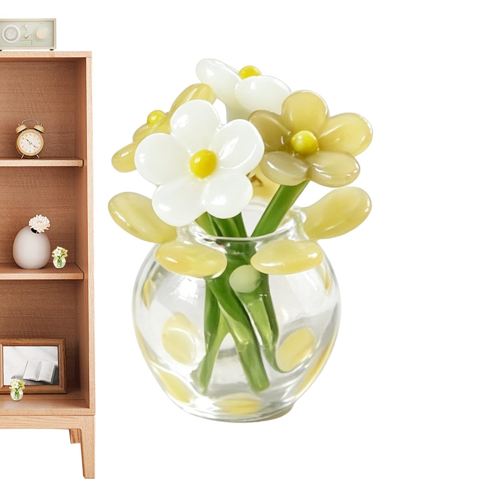 Amazon.co.jp: ミニガラスの花と花瓶、フェイクブーケ、小さな花 - 母
