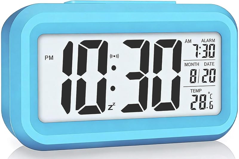 Lesipee Digital Alarm Clock for Bedroom, Desk Clock Battery Operated, Digital Clock with Extra Loud Alarm, Temperature, Auto-Dim and 12/24H Display Snooze Function for Heavy Sleepers Gifts for Kids