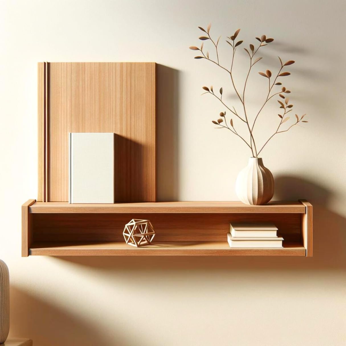 FINITTO | Estanteria Pared 'Luce' En Madera De Pino | Diseño Modular Minimalista Con Colgadores Metálicos | Estanteria Baño Y Decoracion Habitacion