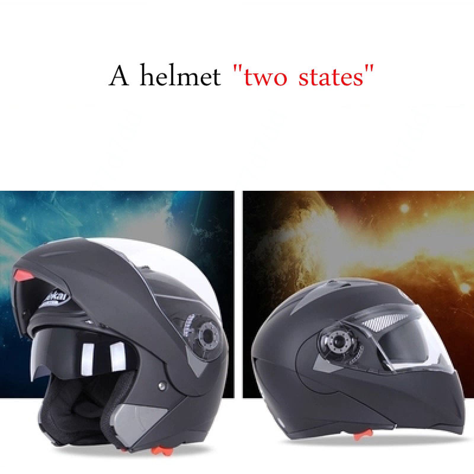 Kaski motocyklowe męskie Kask motocyklowy Flip Up Front Modułowy kask motocyklowy Kaski motocyklowe damskie Kaski motocyklowe Flip-Up Kaski motocyklowe damskie,black A-2XL（63-64cm）