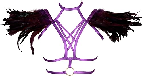 Miniatura 2 de Arnés para el cuerpo, plumas huecas, estilo punk, estilo gótico, rave, festival, ardiente