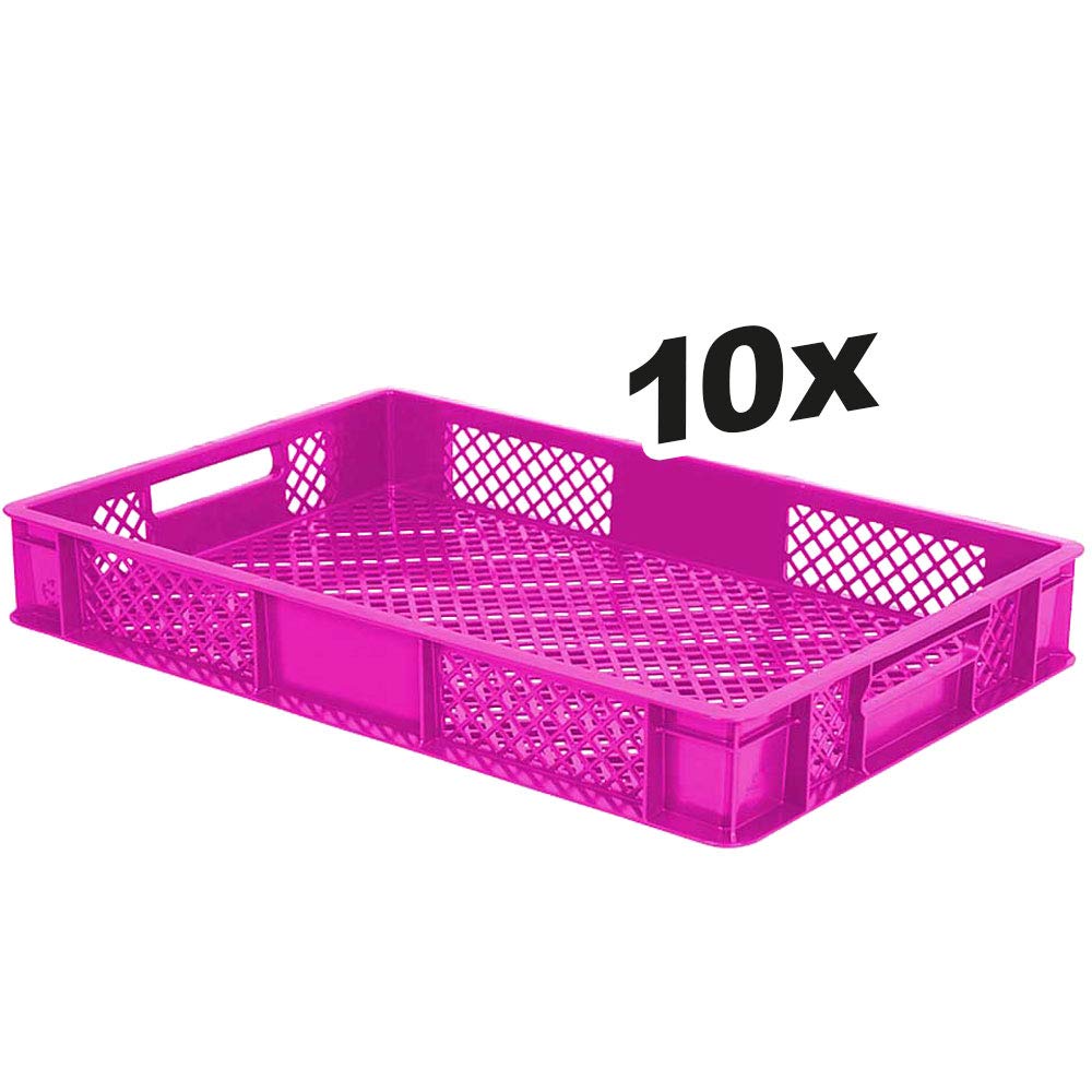 10 x cesta apilable durchbrochen, depósito/Euro: 600 x 400 x 90 mm, color violeta