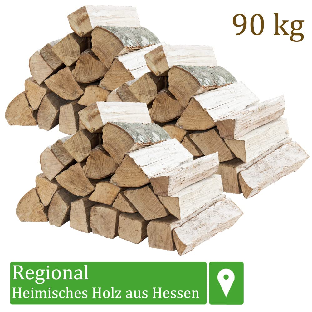 Legna da Ardere 90 kg Per Stufa e Camino Braciere Griglia Cestello per il Fuoco Ceppi 33 cm Flameup