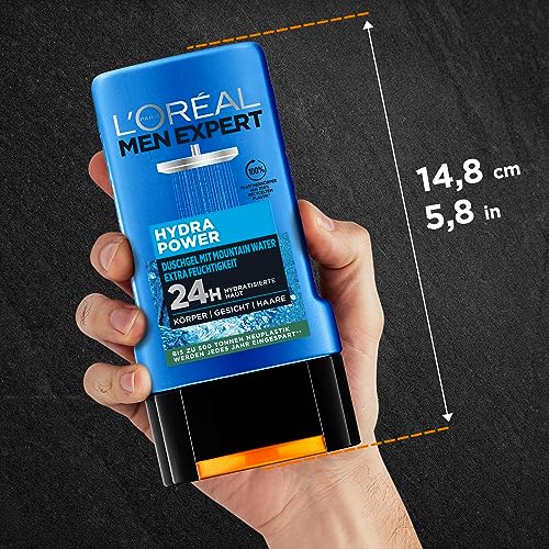 L'Oréal Men Expert Duschgel für Männer, Zur Reinigung von Körper, Haar und Gesicht, Hydra Power, 1 x 250 ml – Bild 5