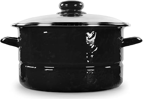 Golden Rabbit Esmalte - Patrón negro sólido - Olla de 6 cuartos de galón