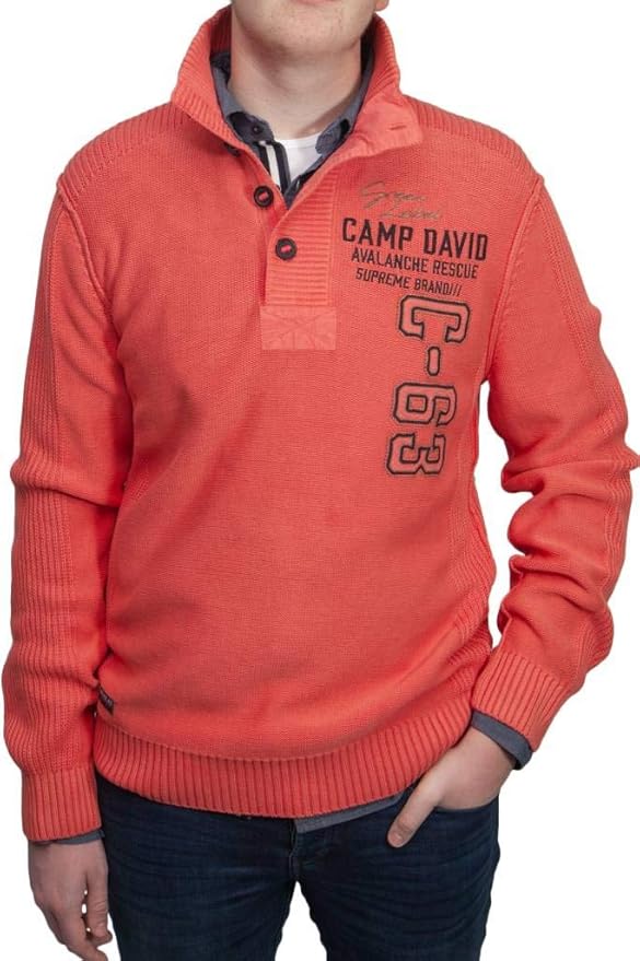 Camp David Herren Stone Washed Pullover mit Troyer-Kragen : Amazon.de ...