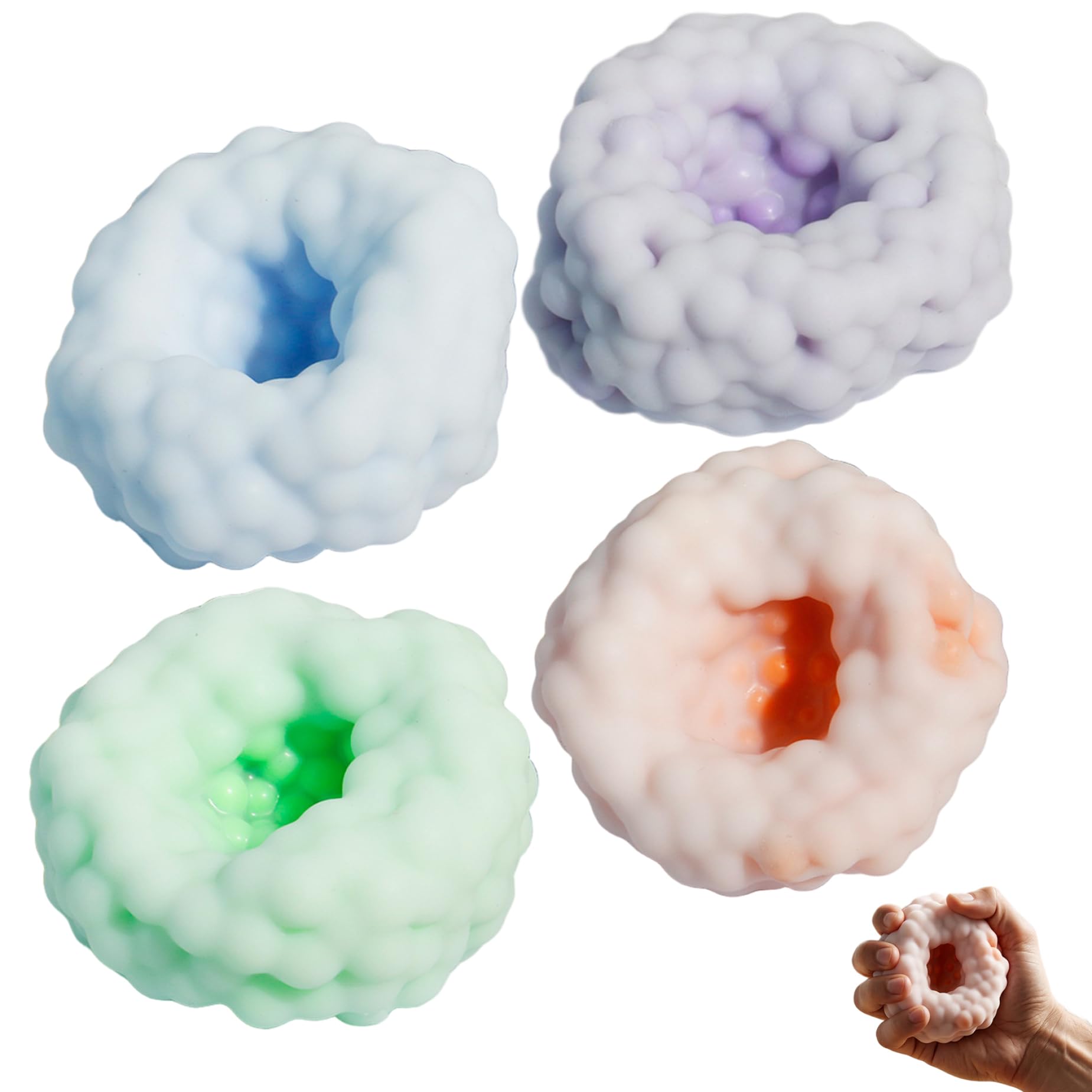 Otbushit 4PCS Crunchy Stress Ball – Squish Fidget Toys with Stretch & Squeeze, Soft Sensory Balls for Stress Relief, DIY Creative Fun for Kids & Adults
