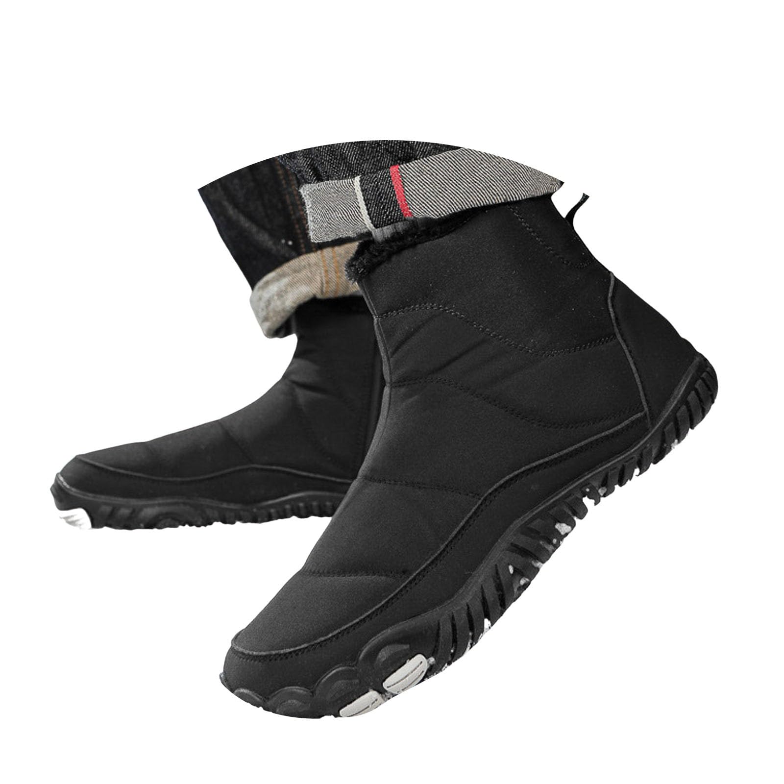 Winter Footwear Barefoot Shoes Womens Waterproof Snow Boots Wide Toe Box Plush Lined Walking Hiking Sneakers Zip Up