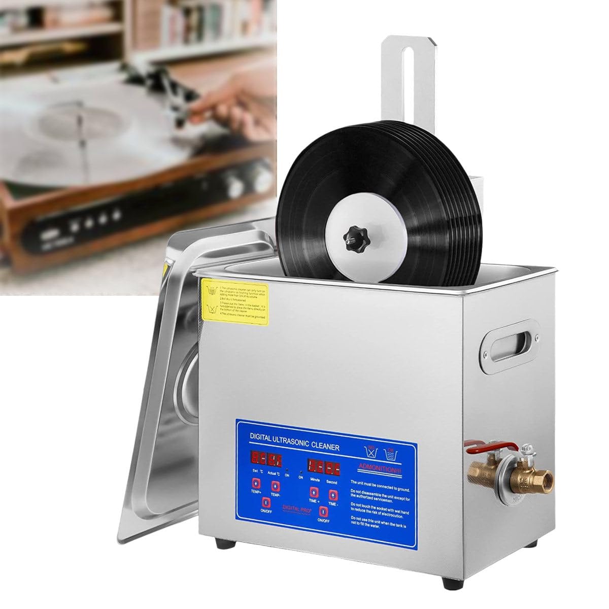 Pulitori per Dischi in Vinile Ad Ultrasuoni, Macchina per Pulizia di Dischi in Vinile Ad Ultrasuoni, Pulitore di Disco in Vinile Ad Ultrasuoni, Acciaio Inossidabile, 40 Khz, Pulizia Profonda