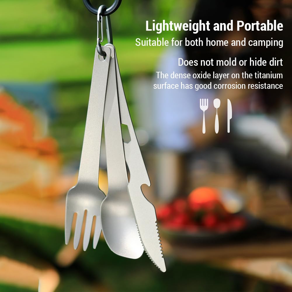 YUYTE Camping Besteck Set aus Edelstahl mit Messer, Gabel & Löffel – leicht, kompakt & rostfrei für Wandern, Grillen, Angeln & Rucksackreisen