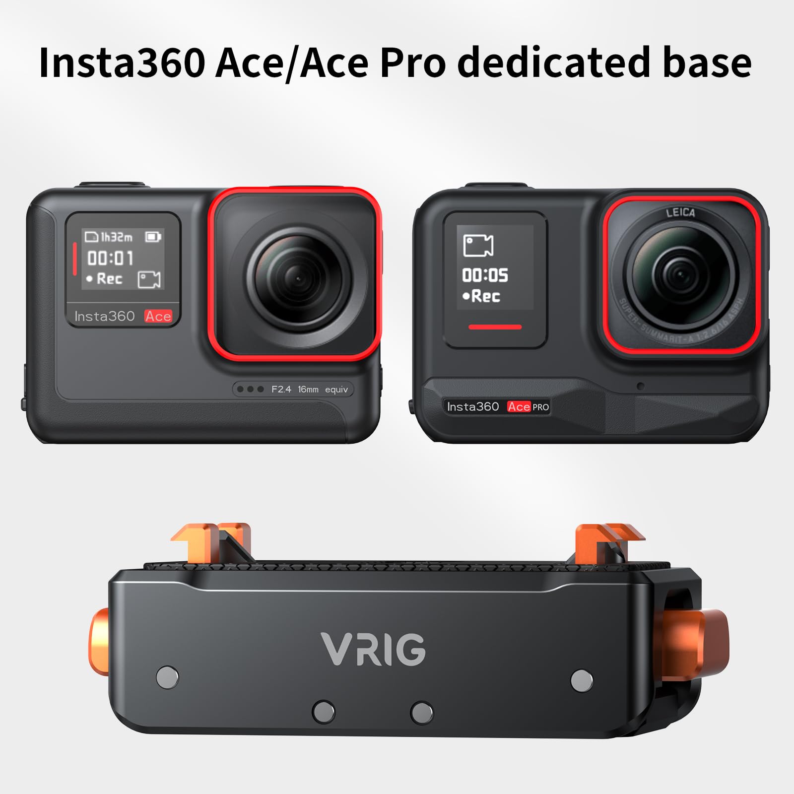 VRIG AC-10 - Base magnetica per Insta 360 Ace/Ace Pro 2/X5, adattatore magnetico a sgancio rapido, supporto per treppiede in metallo, con filo da 1/4" e supporto pieghevole