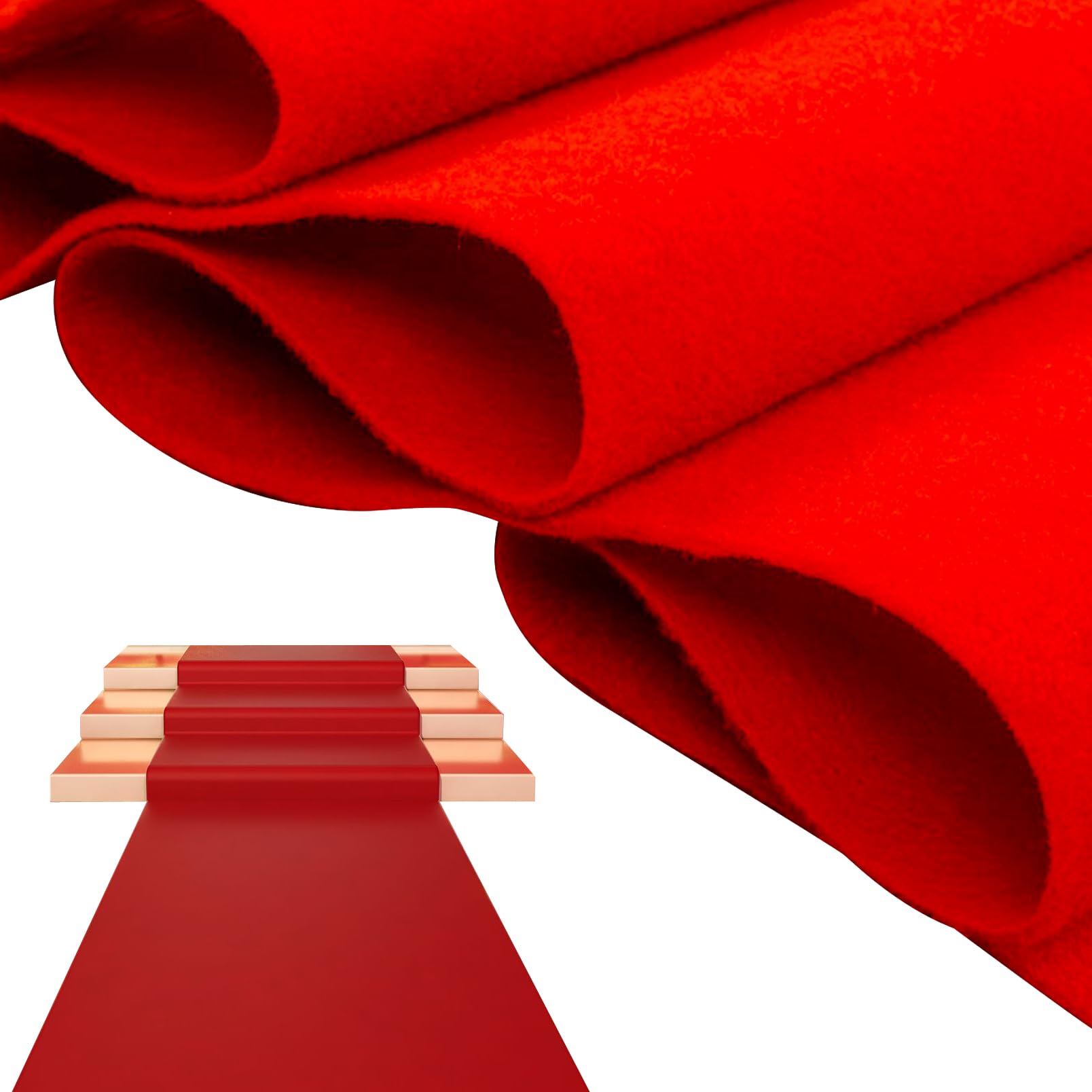 Roter Teppich 1 x 10 m, Teppichläufer mit 5,5 mm Stärke, Wiederverwendbarer | Eventteppich aus Polyester, Zuschneidbar, Für Hochzeit, Party, Gala, Empfang, Innen- und Außenbereich