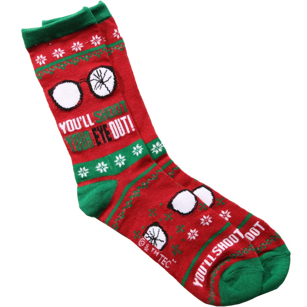 A Christmas Story You'll Shoot Your Eye Out Ugly Sweater Adult Crew Socks