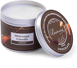 LUXMASA Massage Oil Candle for Body Care, All Natural Soy Wax Scented Candle for Aromatherapy,Amazing Gift Wine Chocolate Scent 6.35OZ
