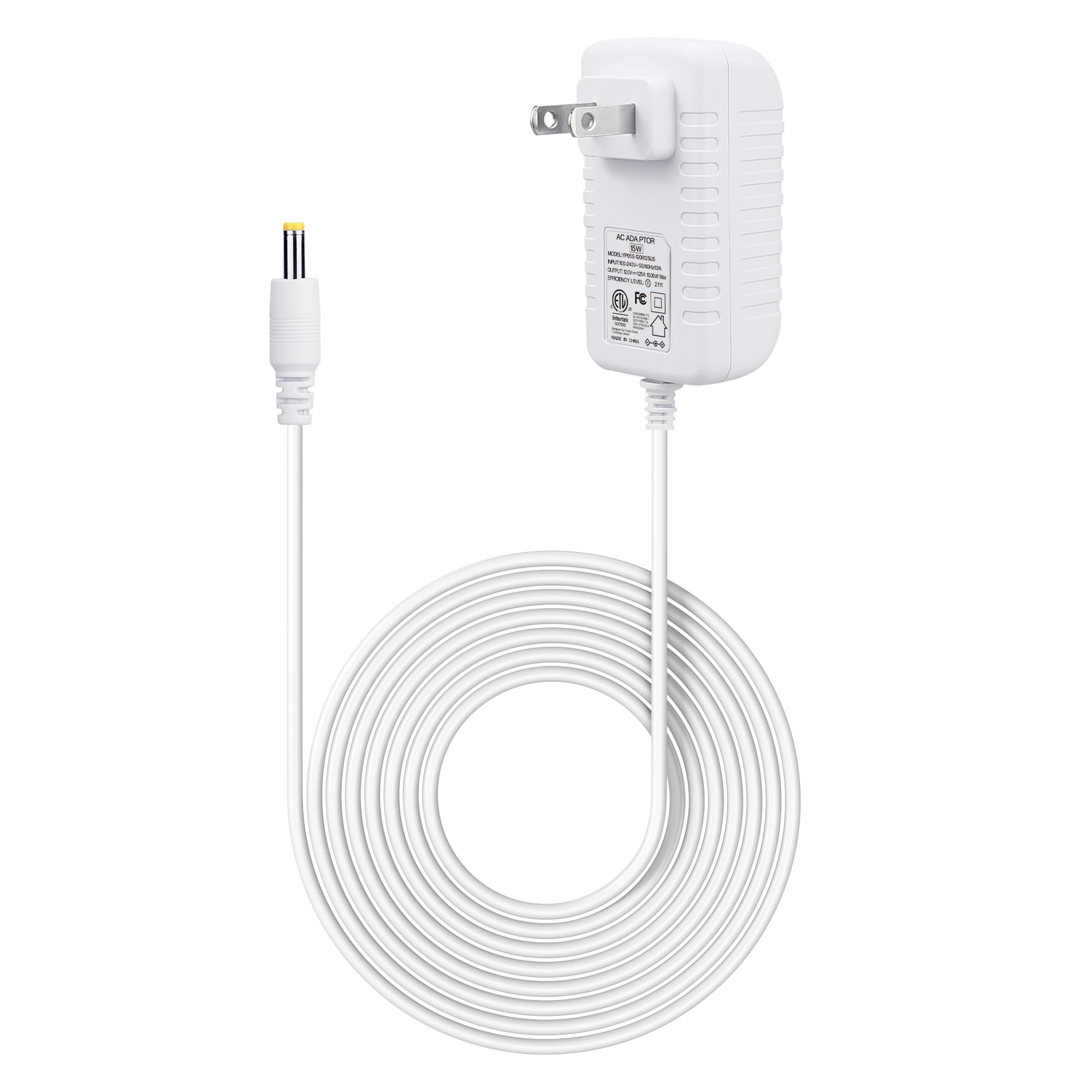 15W Power Cord Adapter for Echo Spot Smart Clock & Pop Smart Speaker - White Wall Charger Plug Long Cable, 5ft