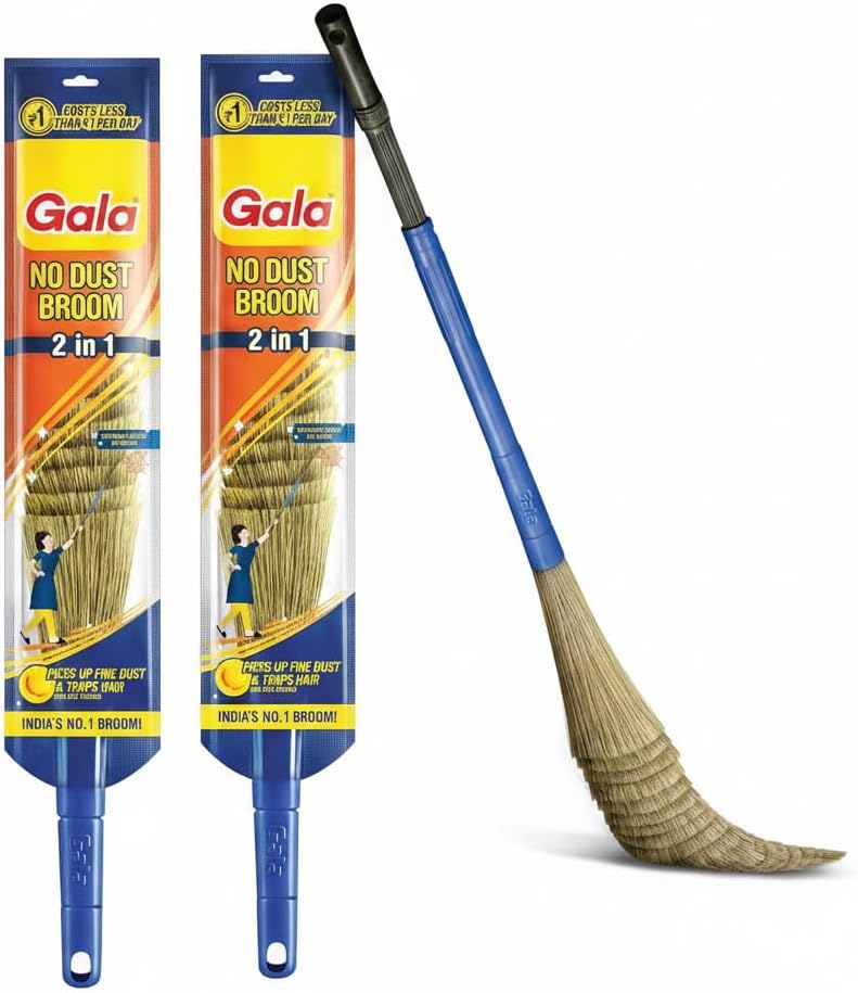 Gala No Dust Floor Broom- (Freedom from New Broom Dust- Bhusa) 2-in-1 - with Extendable Handle (2)