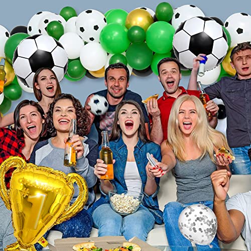 Winrayk Soccer Party Decorations Birthday Supplies Soccer Balloons Garland Arch Kit With Soccer Backdrop Tablecloth Champion Trophy Soccer Foil Balloon Men Teen Kids Soccer Birthday Party Supplies #TOP2