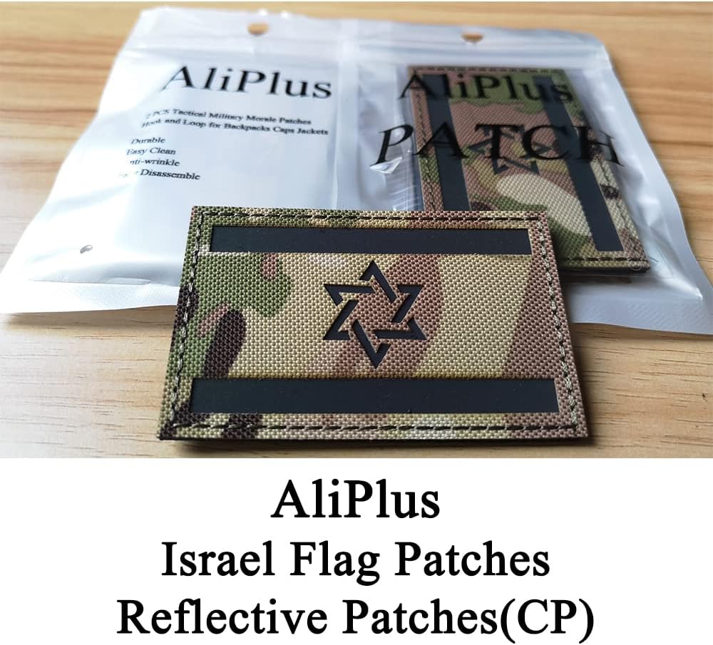 AliPlus 2PCS Israel Flag Patches Reflective Morale Patch Hook and Loop