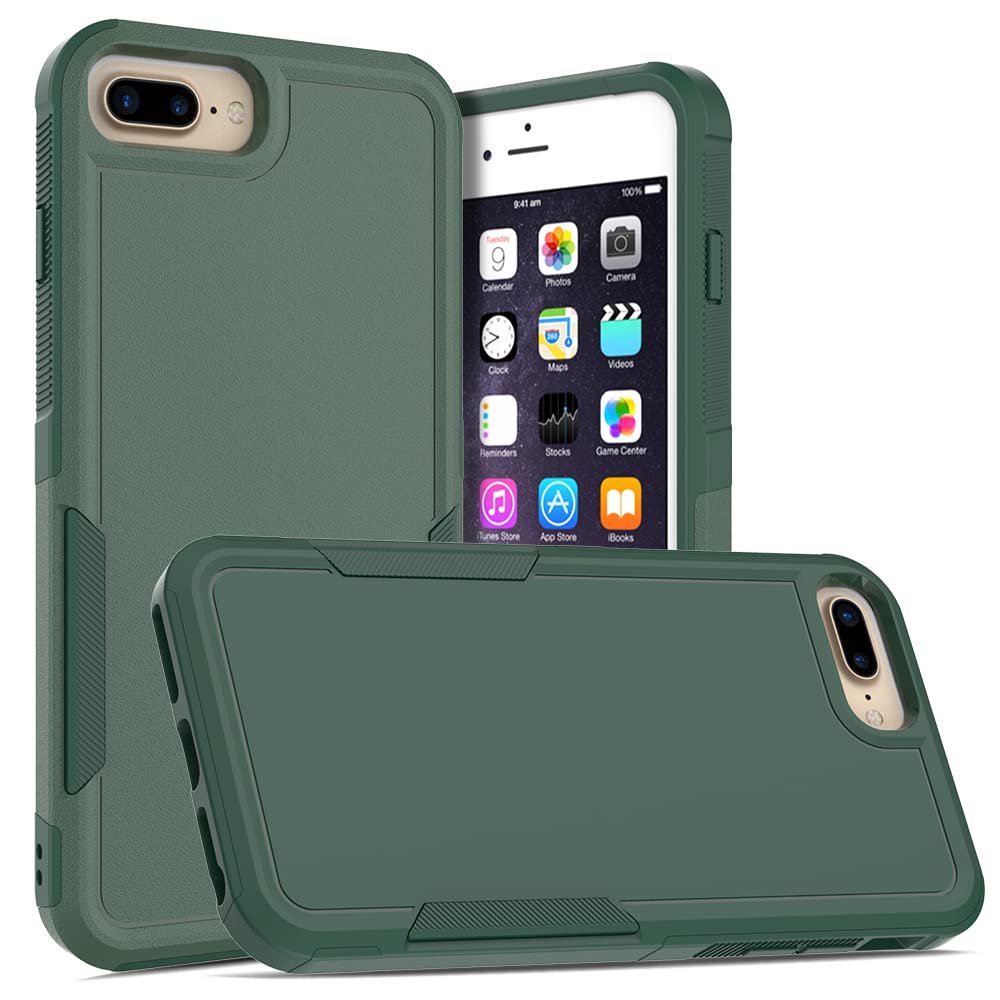 WOGROO Case for iPhone 8 Plus, iPhone 7 Plus Case 5.5 inch, Shockproof, Strong and Durable Phone Protective Case, Green