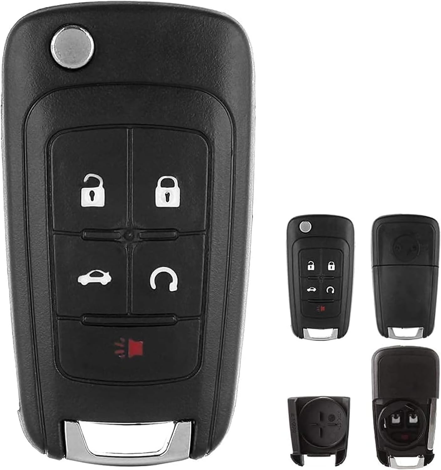 Simple Setup 2X 5 Button Remote Key Fob Case Flip Folding Key Shell for Chevy Camaro Cruze Equinox Impala Malibu Sonic |Buick Lacrosse Regal Verano Verano |GMC Terrain