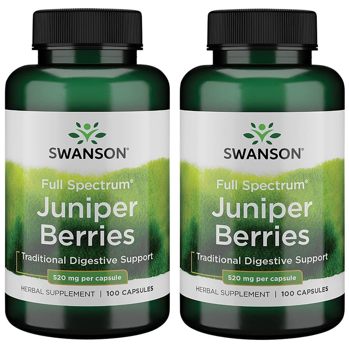 Swanson Juniper Berries, Digestive & Fiber 520 mg, 100 Caps, 2 Pack 100 Count (Pack of 2)