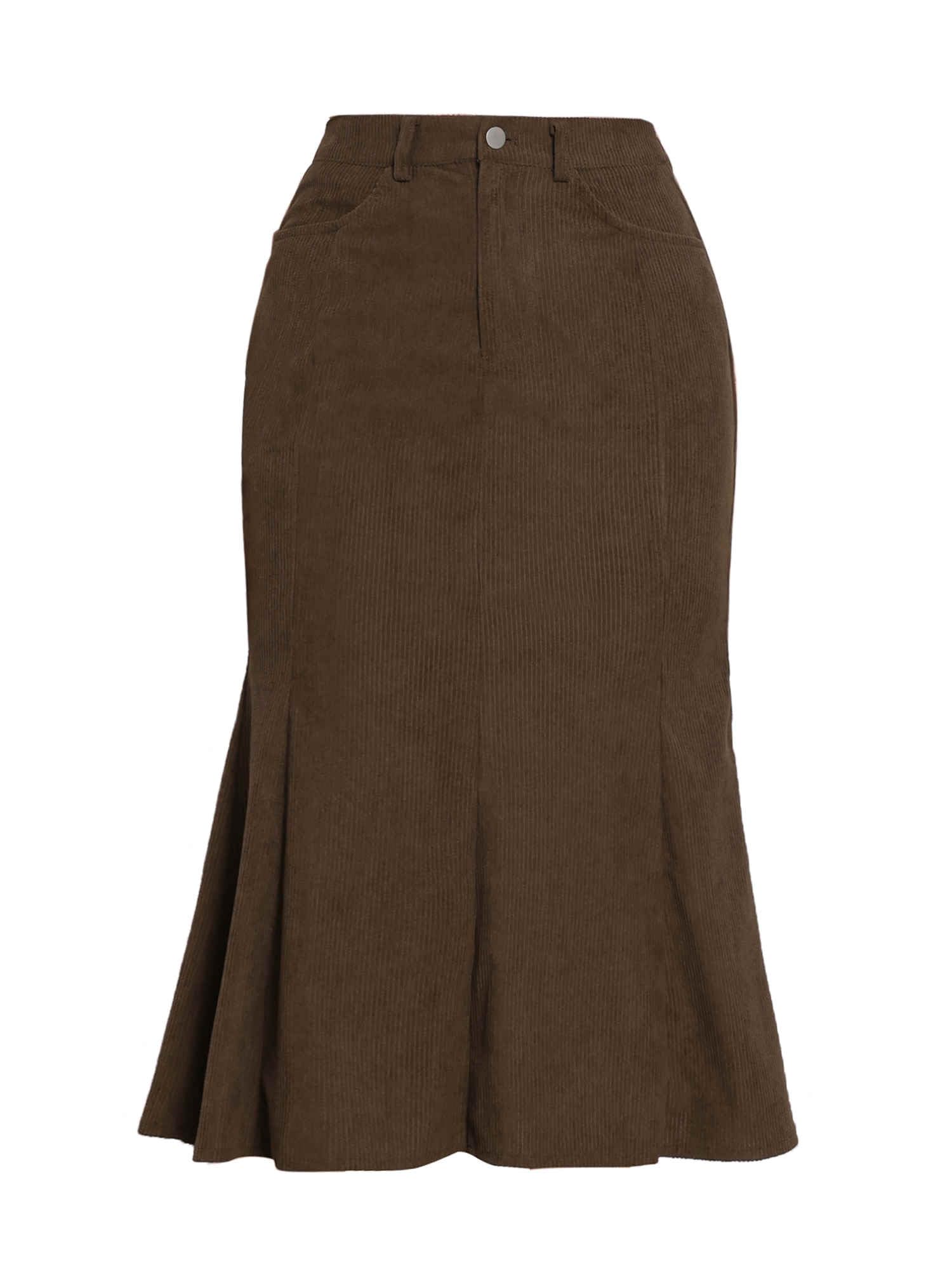 Allegra K Corduroy Skirt for Women Fall Winter High Waist Casual Work Bodycon Fishtail Midi Skirts