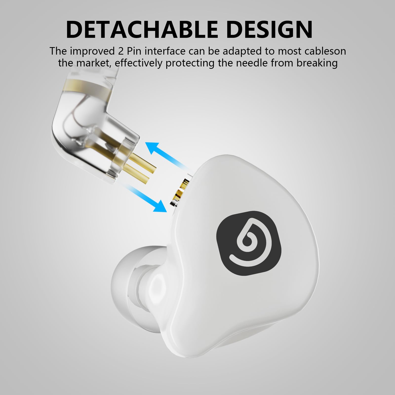 D Debra IE-210 Cuffie con Filo In Ear Monitor Professionali - Auricolari con Filo IEM per Musicisti, 2 Pin Rimovibile, Basso Distorsione, Hi-Fi per Palco Studio (Bianco)