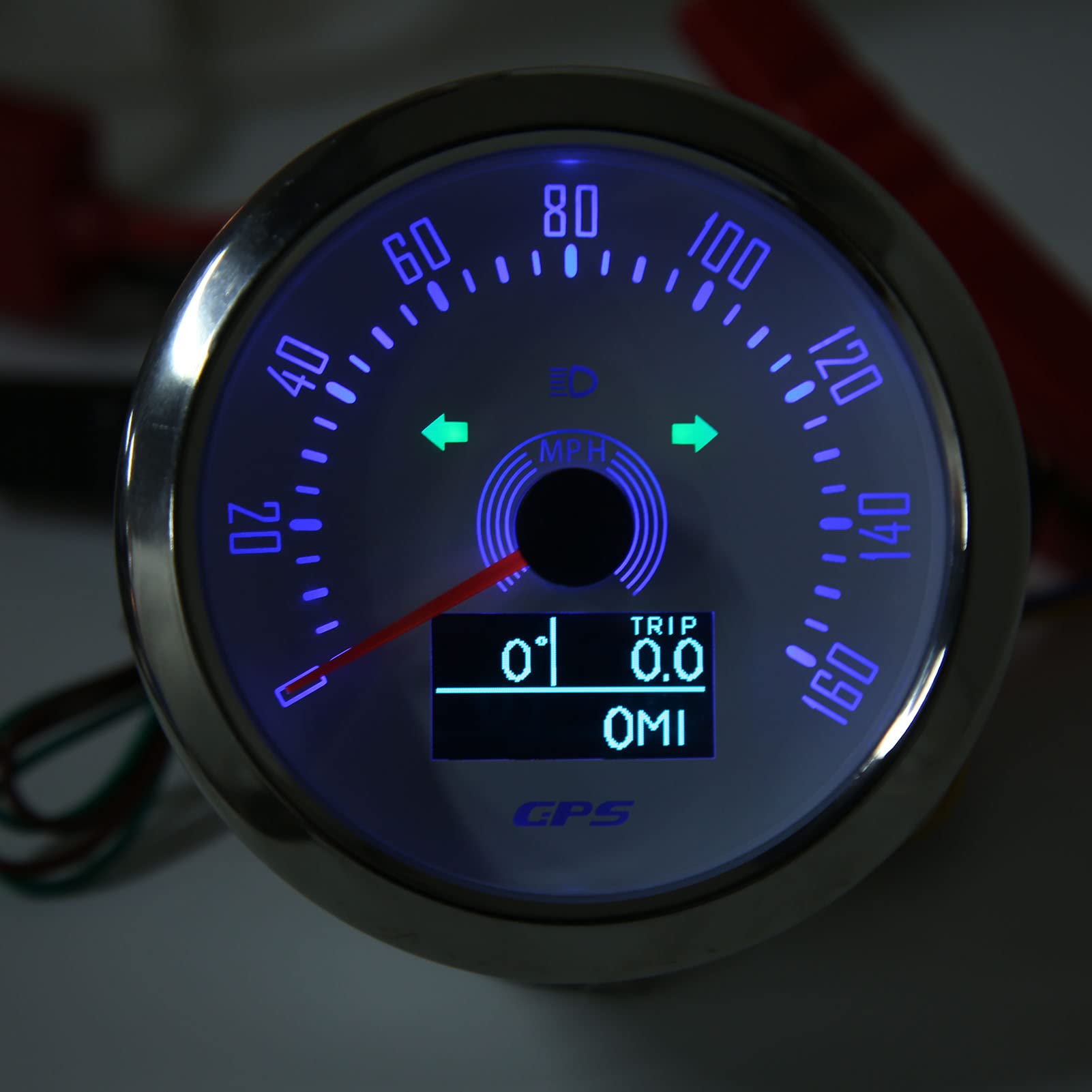 Medidor de Odómetro de 0 a 160 MPH, Velocímetro GPS, Rumbo COG de 85 Mm (esfera blanca)