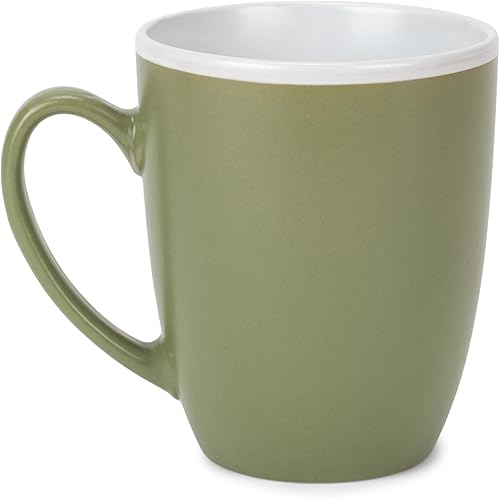 Miniatura 2 de Elanze Designs Juego de 4 tazas de cerámica mate de 16 onzas con interior blanco y verde sólido
