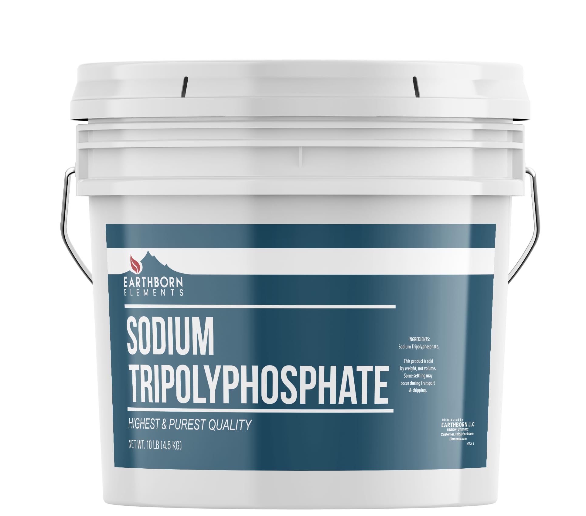 Earthborn Elements Sodium Tripolyphosphate, 1 Gallon Bucket (10 LBS) , Powerful Cleaning Agent, Water Softener, Laundry Additive, Resealable Bucket