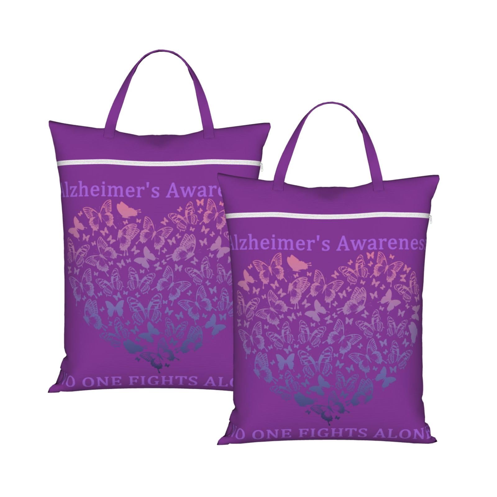 Cyanlit 2Pcs Wear Purple Alzheimer's Awareness Month 2 Pcs Large Travel Laundry Bags Waterproof Wet Dry Bag For Travel,Swimming