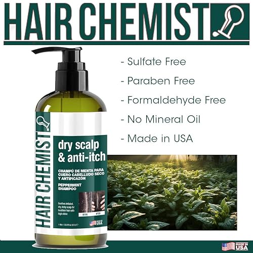 Miniatura 5 de Hair Chemist Champú de menta para cuero cabelludo seco y alivio antipicazón, 33.8 onzas. Fórmula nutritiva que calma el cuero cabelludo irritado y