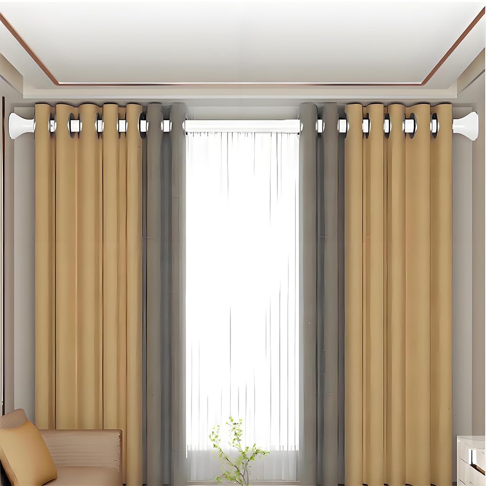 Teleskopstange Zum Klemmen 3m 4m 5m Gardinenstange Ohne Bohren Duschvorhangstange Vorhangstange Ohne Bohren Verstellbare Teleskopstange Stange Zum Klemmen,Schwarz,210×300cm